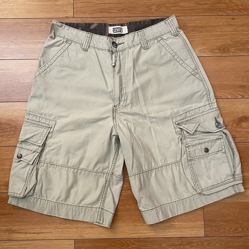 Levis Shorts Men 33x11 Khaki Baggy Loose Painter Paratrooper Squad Cargo Short